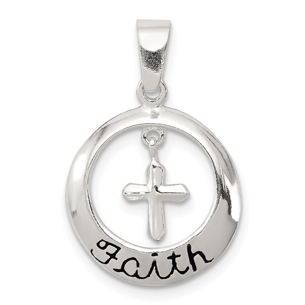 Sterlingsilber Antikisiert Glaube mit Kreuz Anhänger