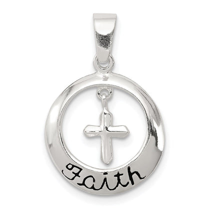 Sterlingsilber Antikisiert Glaube mit Kreuz Anhänger