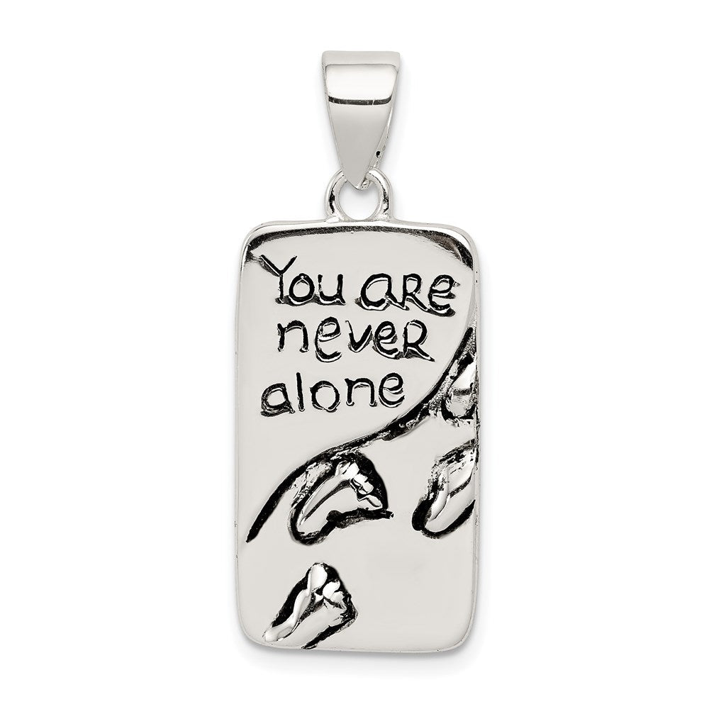 Sterlingsilber You Are Never Alone Antikisiert Footprint Anhänger