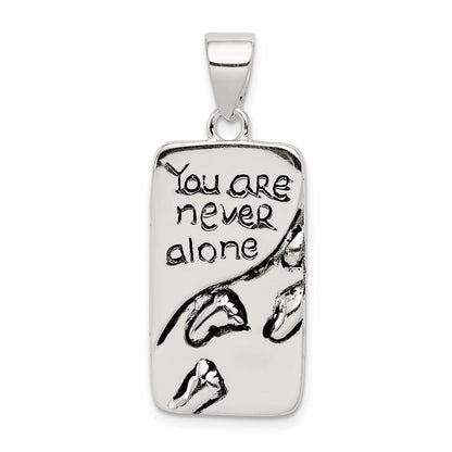 Sterlingsilber You Are Never Alone Antikisiert Footprint Anhänger