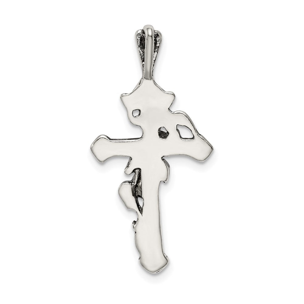 Sterlingsilber Antikisiert Flowered Kreuz Anhänger