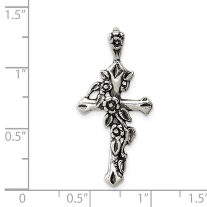 Sterlingsilber Antikisiert Flowered Kreuz Anhänger
