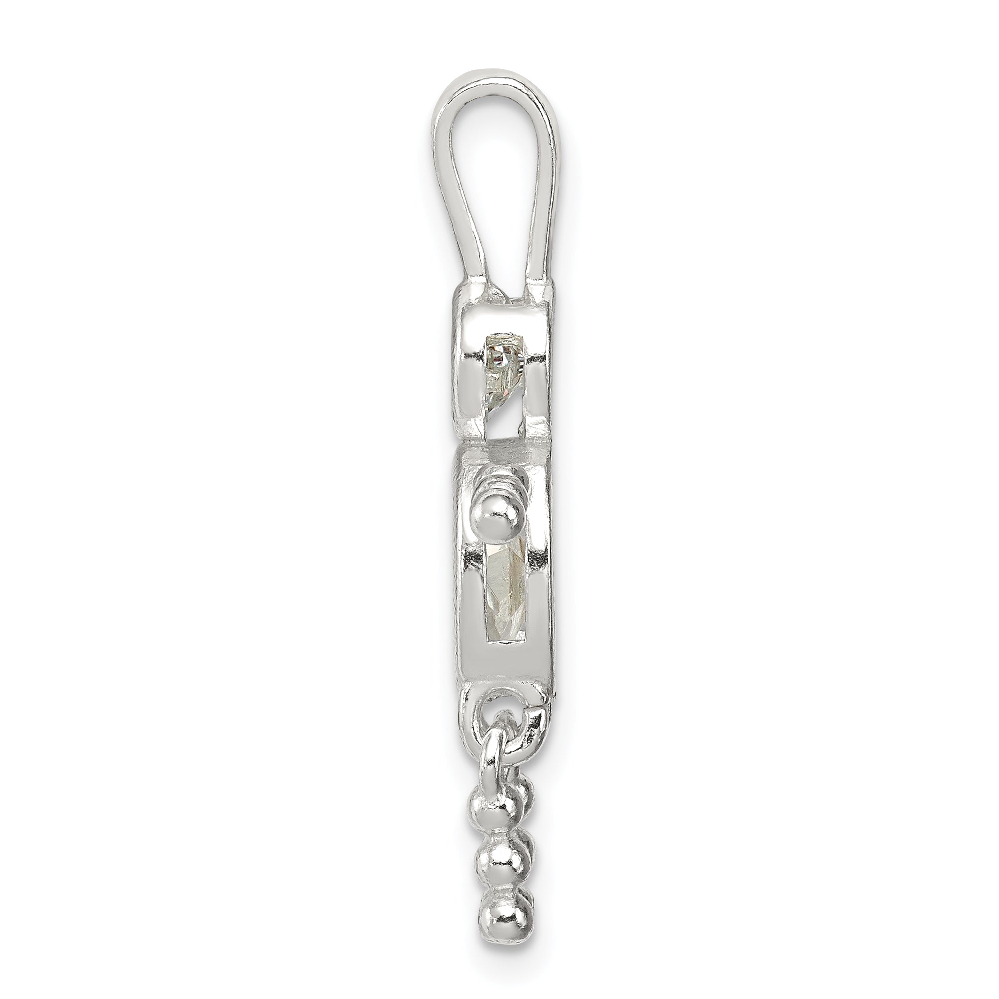 Sterlingsilber Rhodiniert Zirkonia & April Glas Junge Anhänger