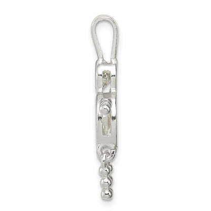 Sterlingsilber Rhodiniert Zirkonia & April Glas Junge Anhänger