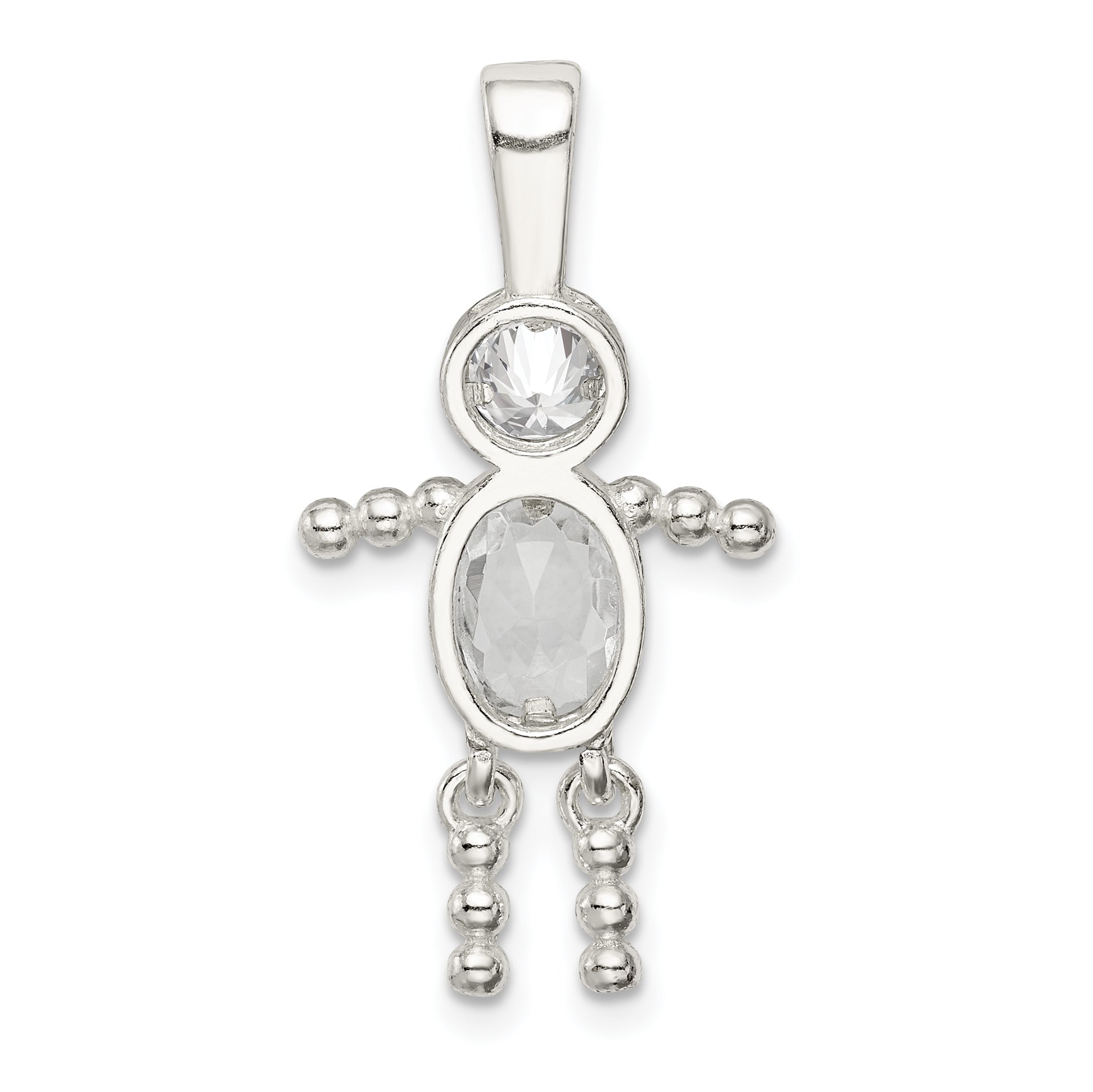 Sterlingsilber Rhodiniert Zirkonia & April Glas Junge Anhänger