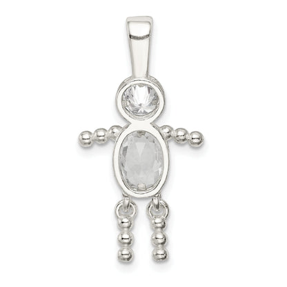 Sterlingsilber Rhodiniert Zirkonia & April Glas Junge Anhänger