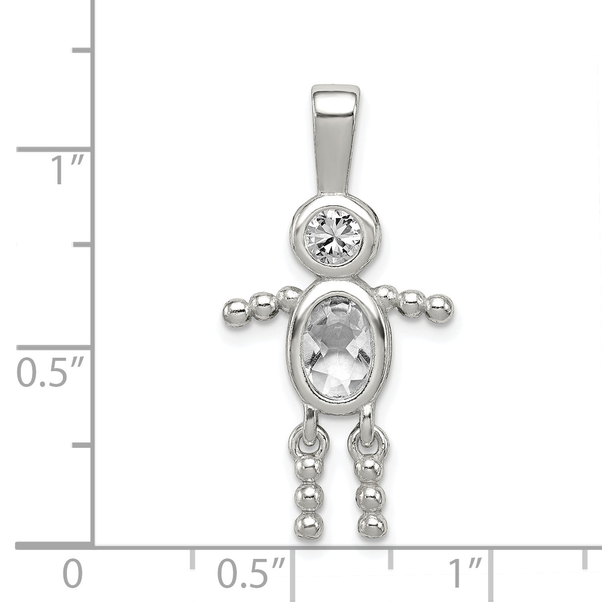 Sterlingsilber Rhodiniert Zirkonia & April Glas Junge Anhänger