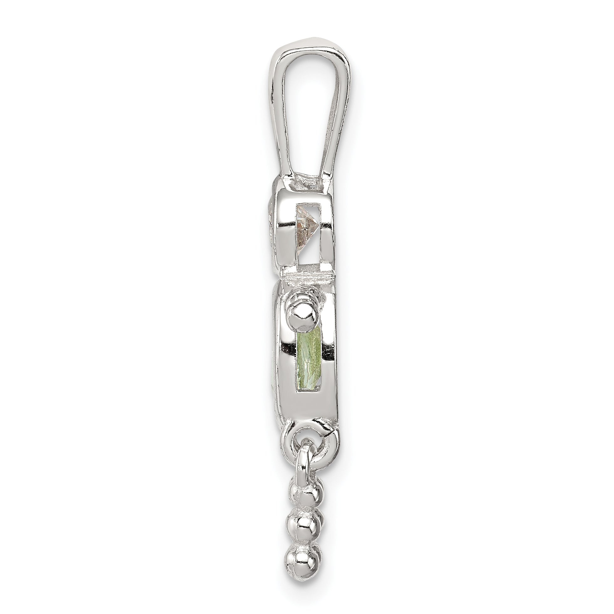Sterlingsilber Rhodiniert Zirkonia & August Glas Junge Anhänger