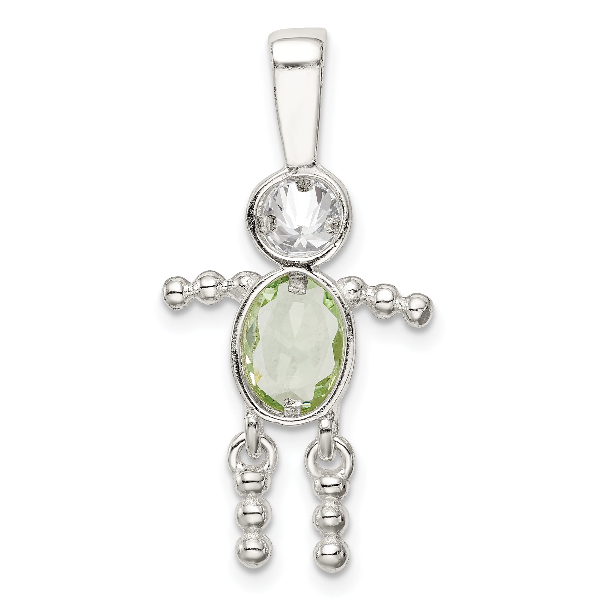 Sterlingsilber Rhodiniert Zirkonia & August Glas Junge Anhänger