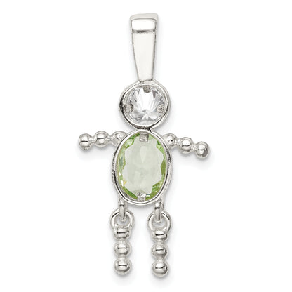 Sterlingsilber Rhodiniert Zirkonia & August Glas Junge Anhänger