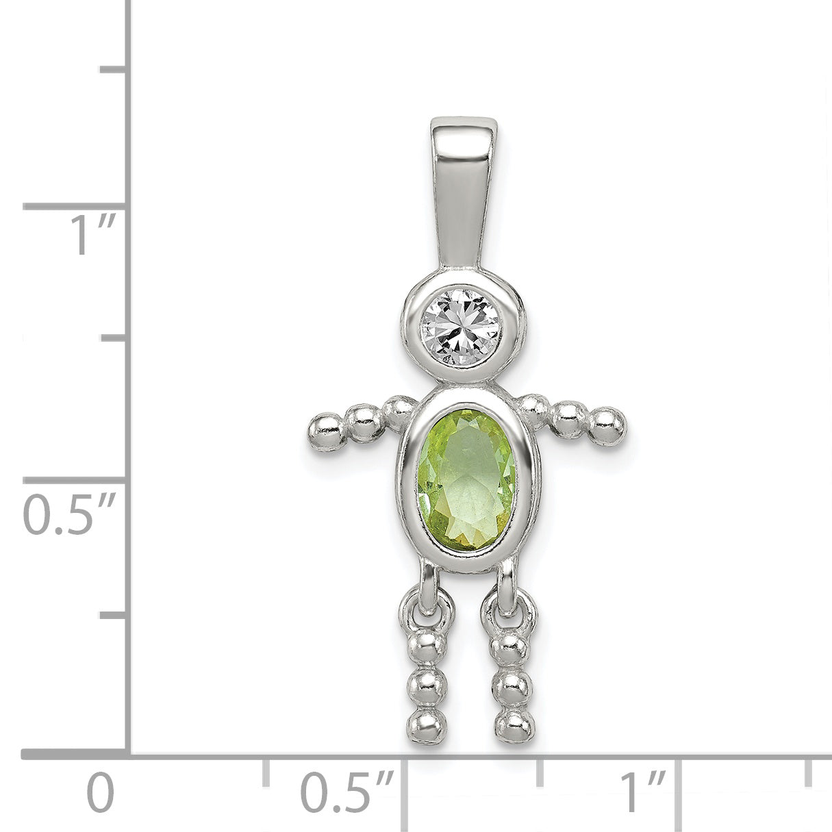 Sterlingsilber Rhodiniert Zirkonia & August Glas Junge Anhänger