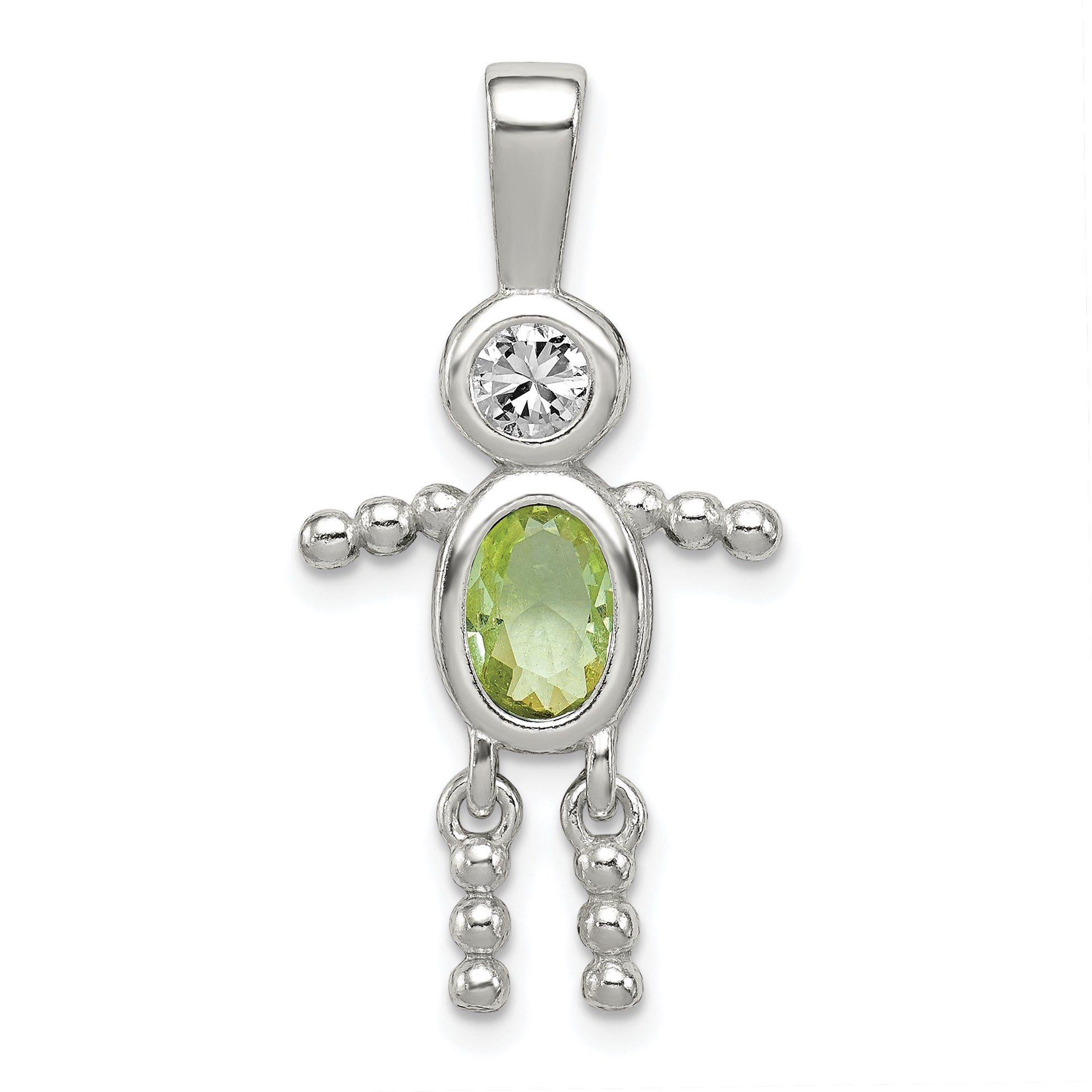 Sterlingsilber Rhodiniert Zirkonia & August Glas Junge Anhänger