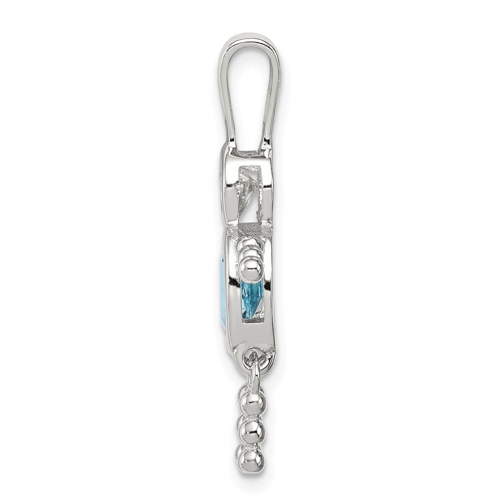 Sterlingsilber Rhodiniert Zirkonia & December Glas Junge Anhänger