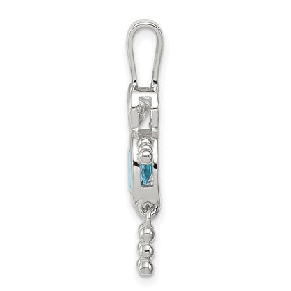Sterlingsilber Rhodiniert Zirkonia & December Glas Junge Anhänger