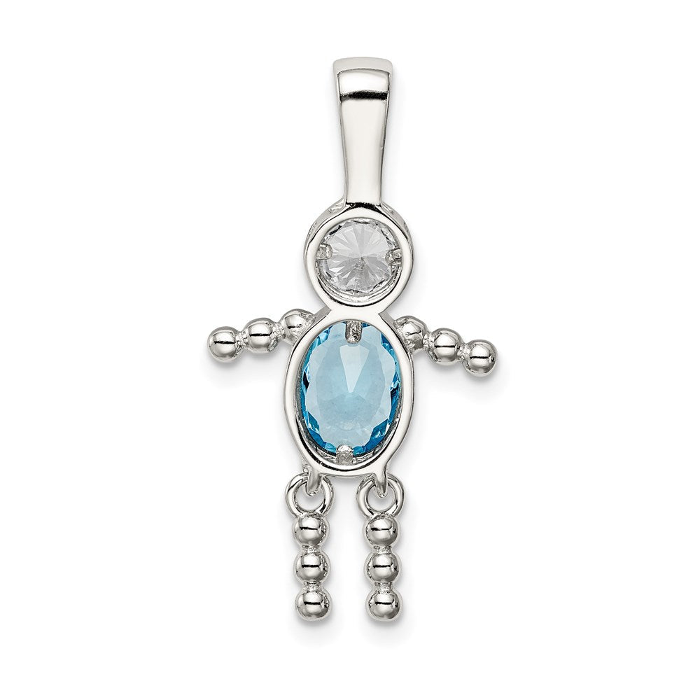 Sterlingsilber Rhodiniert Zirkonia & December Glas Junge Anhänger