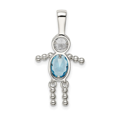 Sterlingsilber Rhodiniert Zirkonia & December Glas Junge Anhänger