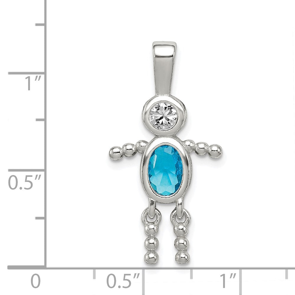 Sterlingsilber Rhodiniert Zirkonia & December Glas Junge Anhänger