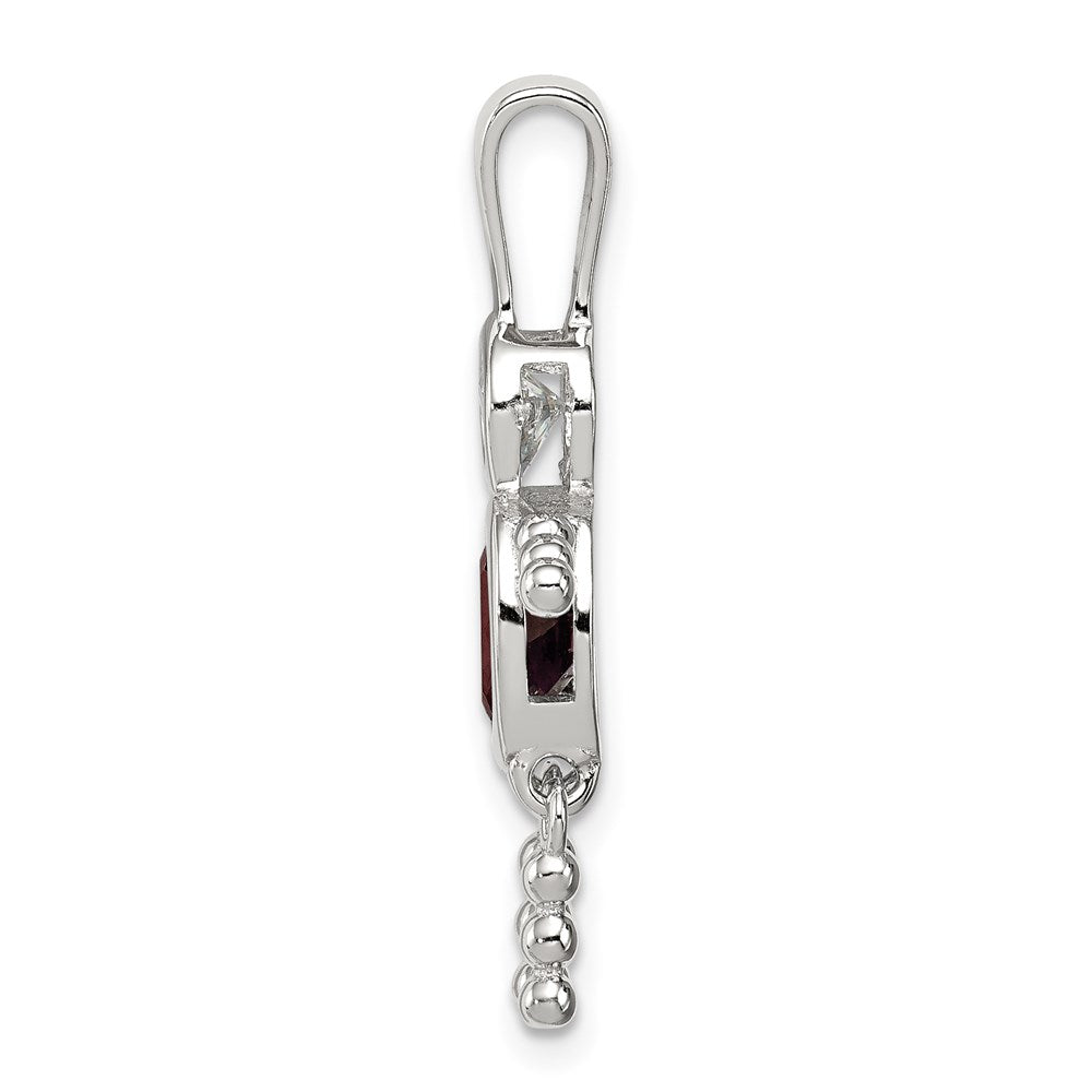 Sterlingsilber Rhodiniert Zirkonia & February Glas Junge Anhänger