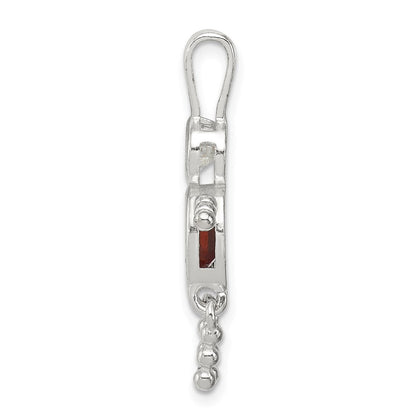 Sterlingsilber Rhodiniert Zirkonia & January Glas Junge Anhänger