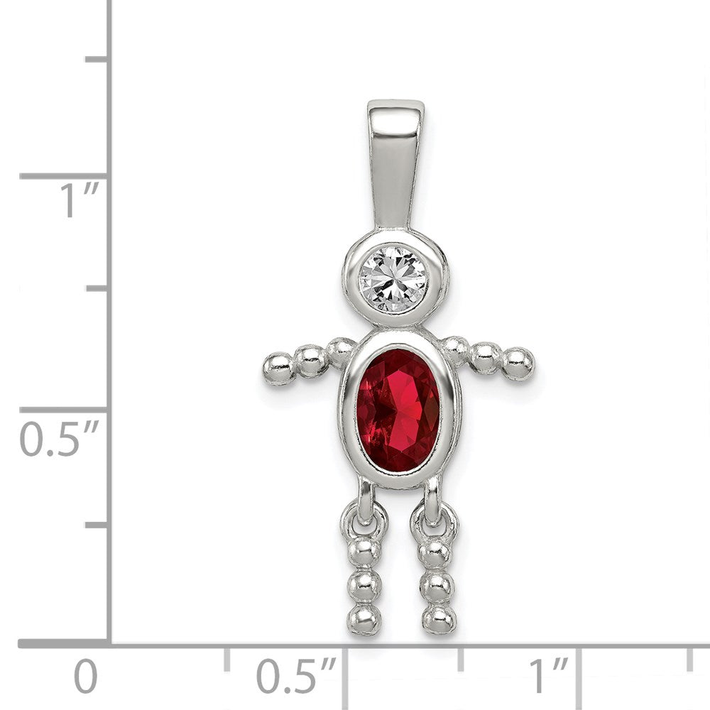 Sterlingsilber Rhodiniert Zirkonia & January Glas Junge Anhänger