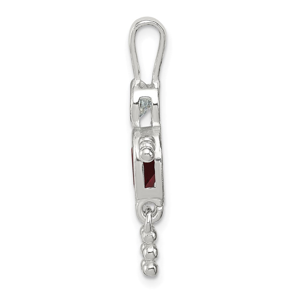 Sterlingsilber Rhodiniert Zirkonia & July Glas Junge Anhänger