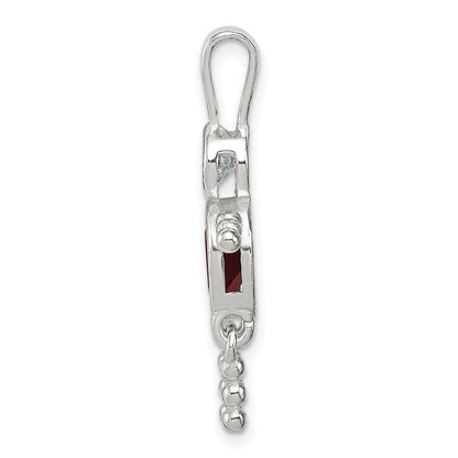 Sterlingsilber Rhodiniert Zirkonia & July Glas Junge Anhänger