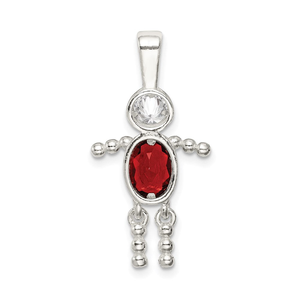 Sterlingsilber Rhodiniert Zirkonia & July Glas Junge Anhänger