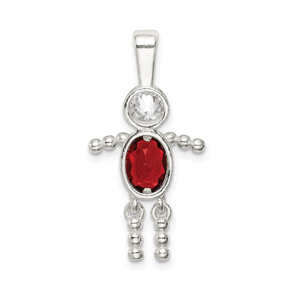 Sterlingsilber Rhodiniert Zirkonia & July Glas Junge Anhänger