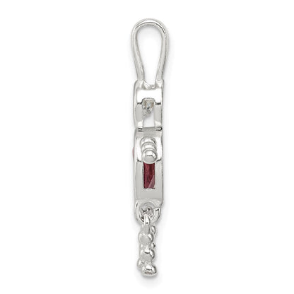 Sterlingsilber Rhodiniert Zirkonia & June Glas Junge Anhänger