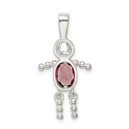 Sterlingsilber Rhodiniert Zirkonia & June Glas Junge Anhänger