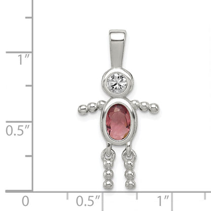 Sterlingsilber Rhodiniert Zirkonia & June Glas Junge Anhänger