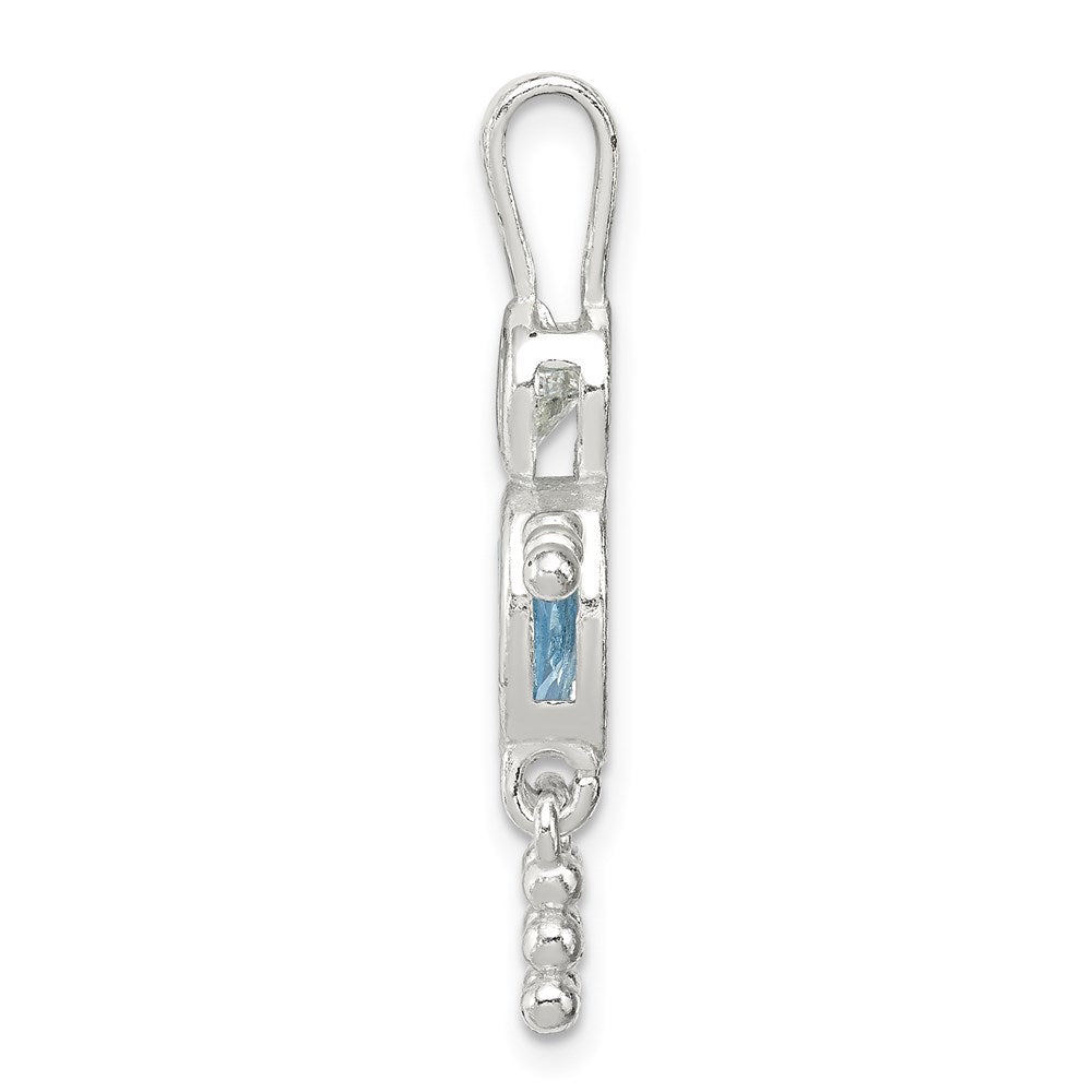 Sterlingsilber Rhodiniert Zirkonia & March Glas Junge Anhänger