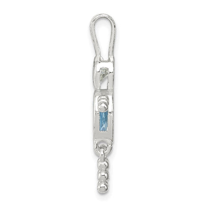Sterlingsilber Rhodiniert Zirkonia & March Glas Junge Anhänger