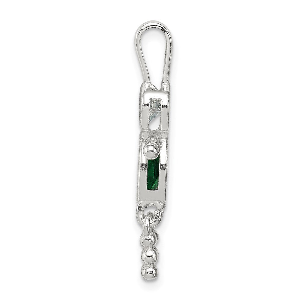 Sterlingsilber Rhodiniert Zirkonia & May Glas Junge Anhänger