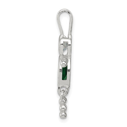 Sterlingsilber Rhodiniert Zirkonia & May Glas Junge Anhänger