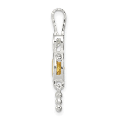 Sterlingsilber Rhodiniert Zirkonia & November Glas Junge Anhänger