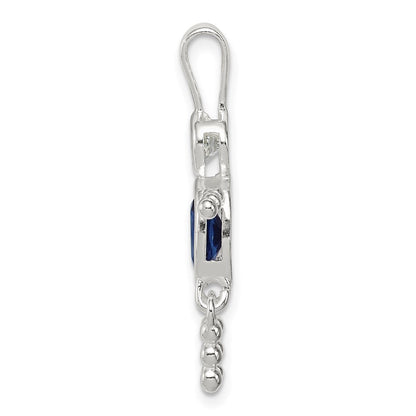 Sterlingsilber Rhodiniert Zirkonia & September Glas Junge Anhänger