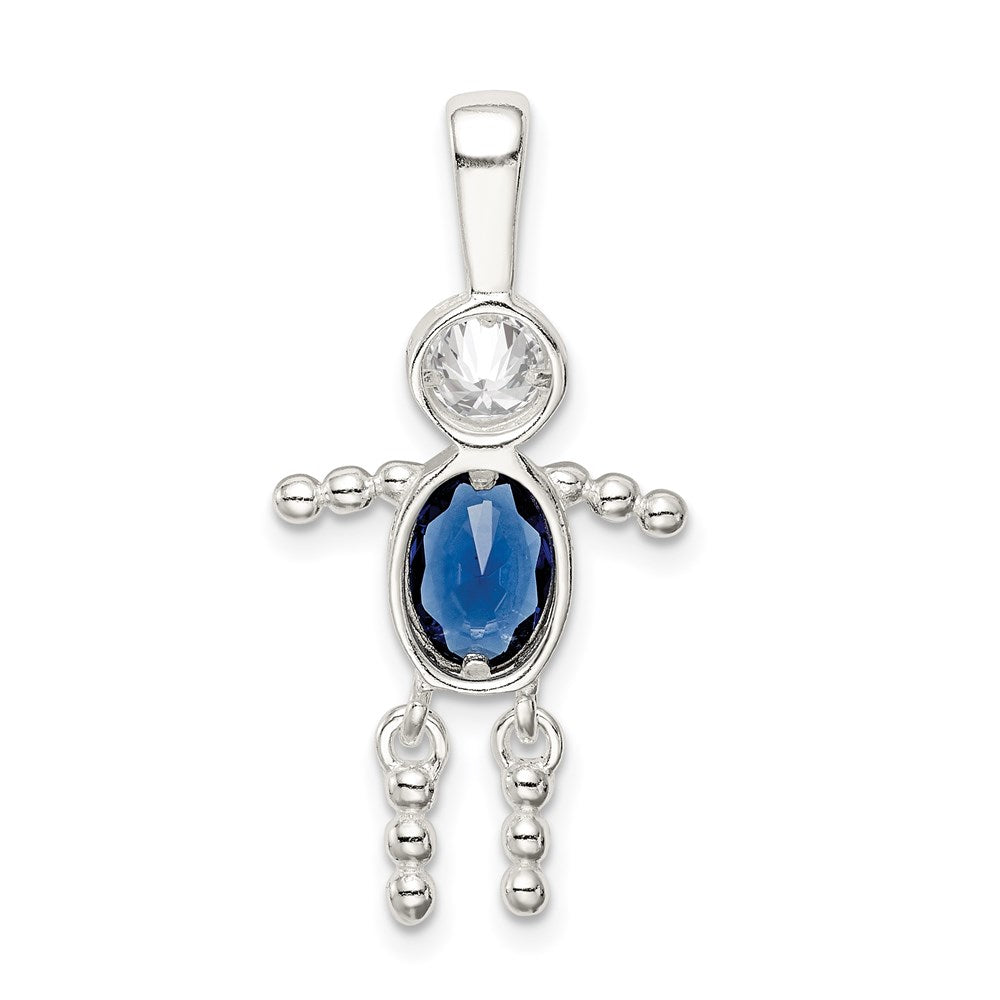 Sterlingsilber Rhodiniert Zirkonia & September Glas Junge Anhänger