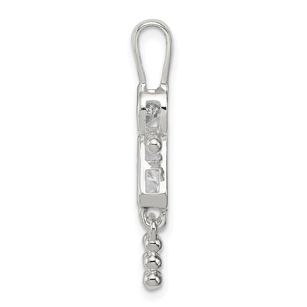 Sterlingsilber Rhodiniert Zirkonia & April Glas Mädchen Anhänger