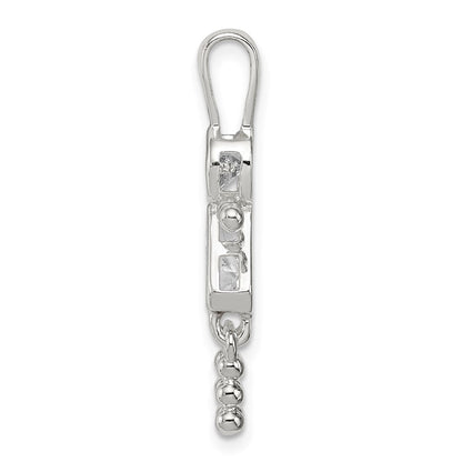Sterlingsilber Rhodiniert Zirkonia & April Glas Mädchen Anhänger