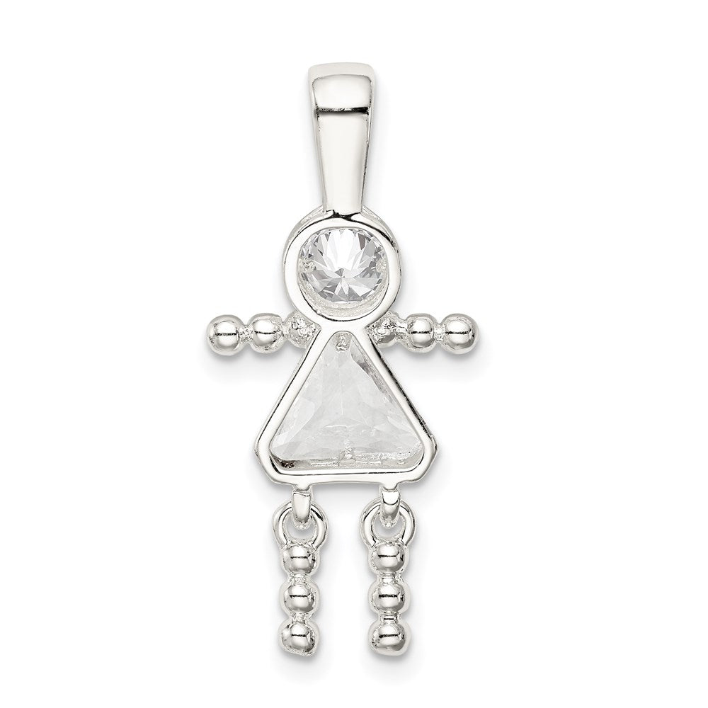 Sterlingsilber Rhodiniert Zirkonia & April Glas Mädchen Anhänger