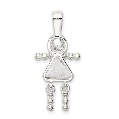 Sterlingsilber Rhodiniert Zirkonia & April Glas Mädchen Anhänger