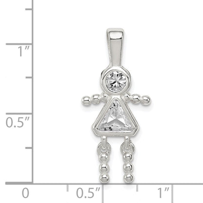 Sterlingsilber Rhodiniert Zirkonia & April Glas Mädchen Anhänger