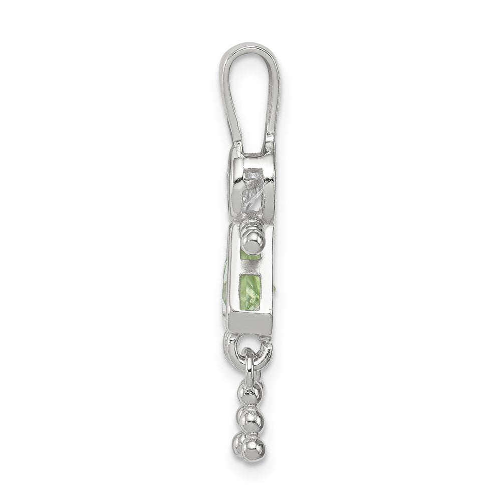 Sterlingsilber Rhodiniert Zirkonia & August Glas Mädchen Anhänger