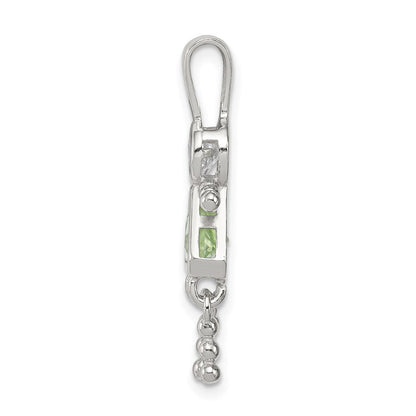 Sterlingsilber Rhodiniert Zirkonia & August Glas Mädchen Anhänger
