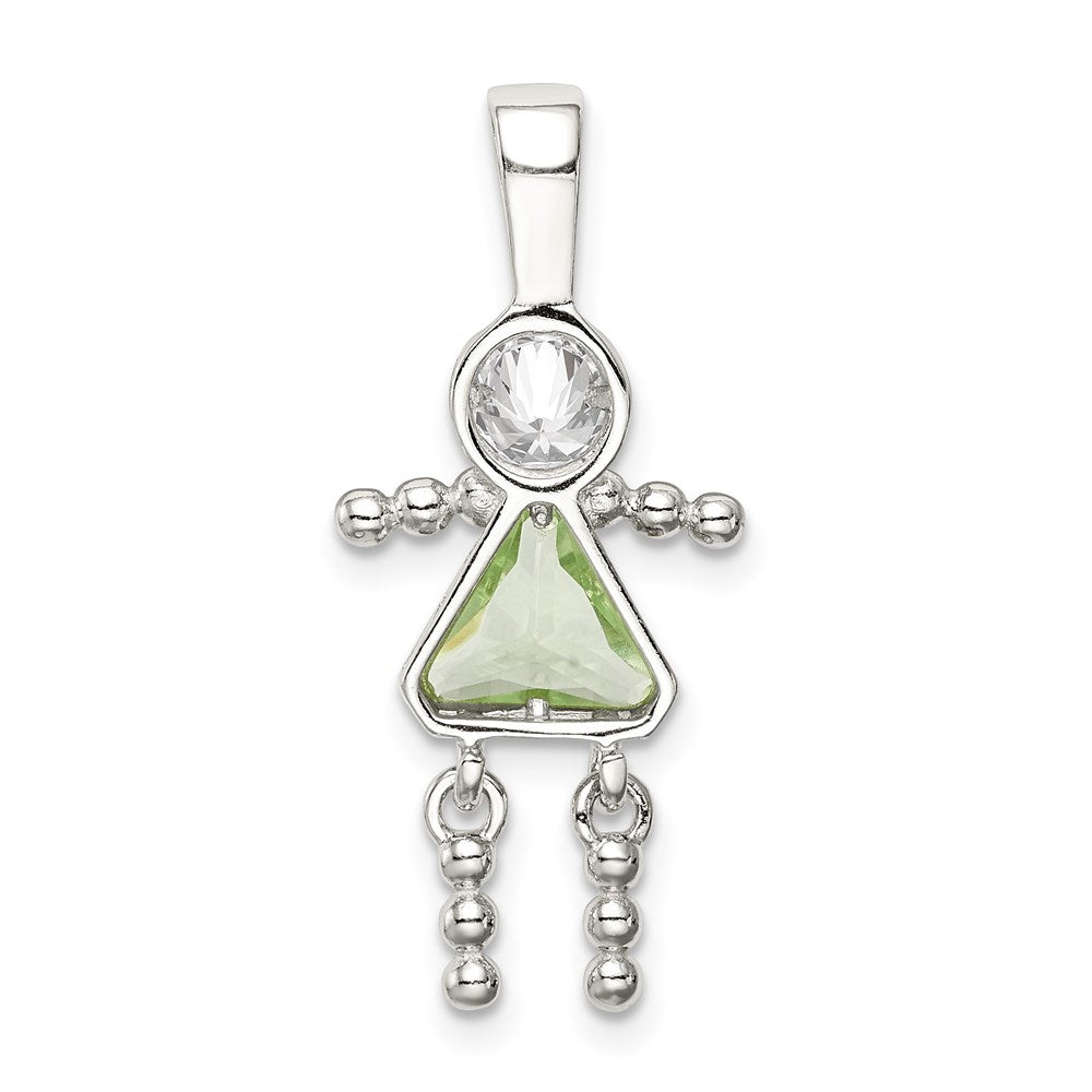 Sterlingsilber Rhodiniert Zirkonia & August Glas Mädchen Anhänger