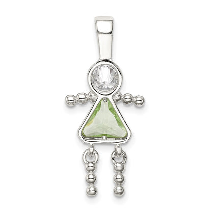 Sterlingsilber Rhodiniert Zirkonia & August Glas Mädchen Anhänger