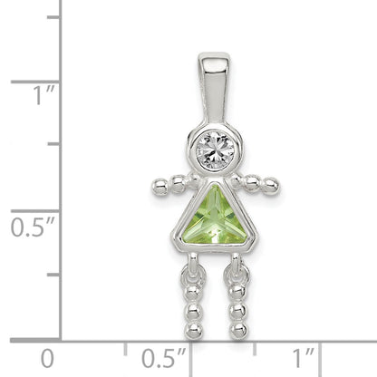 Sterlingsilber Rhodiniert Zirkonia & August Glas Mädchen Anhänger