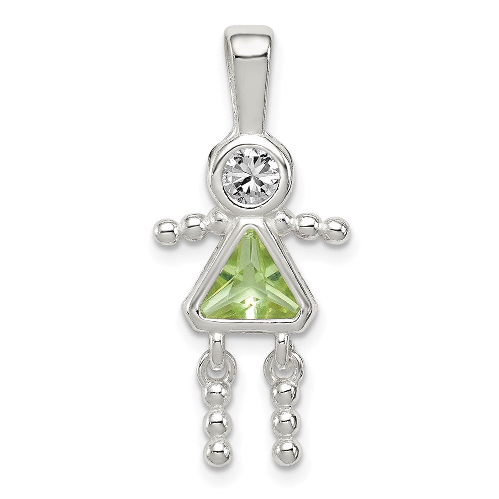 Sterlingsilber Rhodiniert Zirkonia & August Glas Mädchen Anhänger