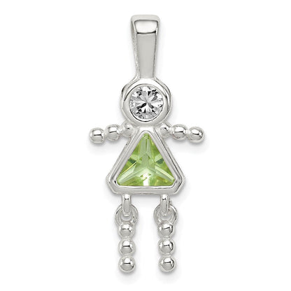 Sterlingsilber Rhodiniert Zirkonia & August Glas Mädchen Anhänger